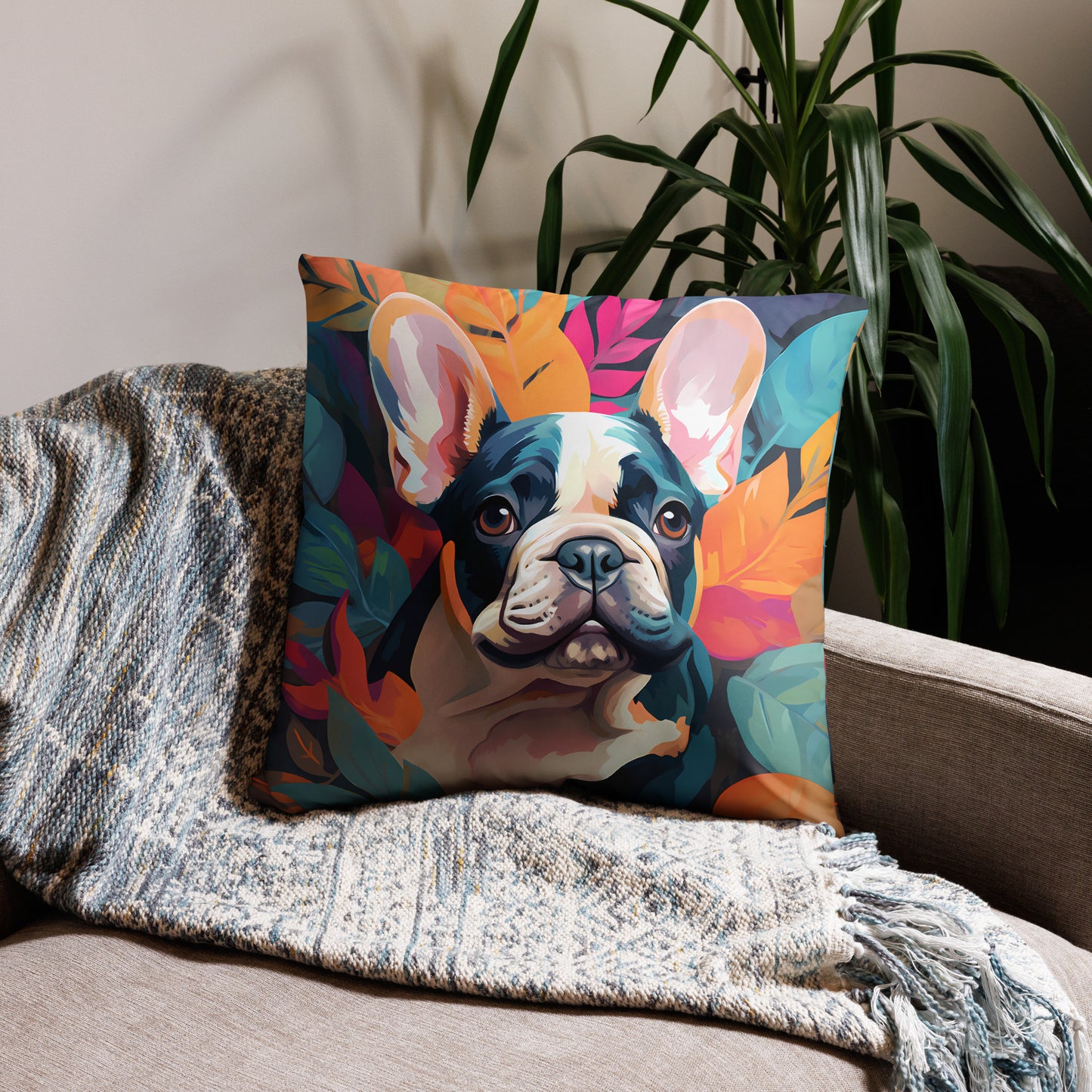 Tropical Frenchie Pillow