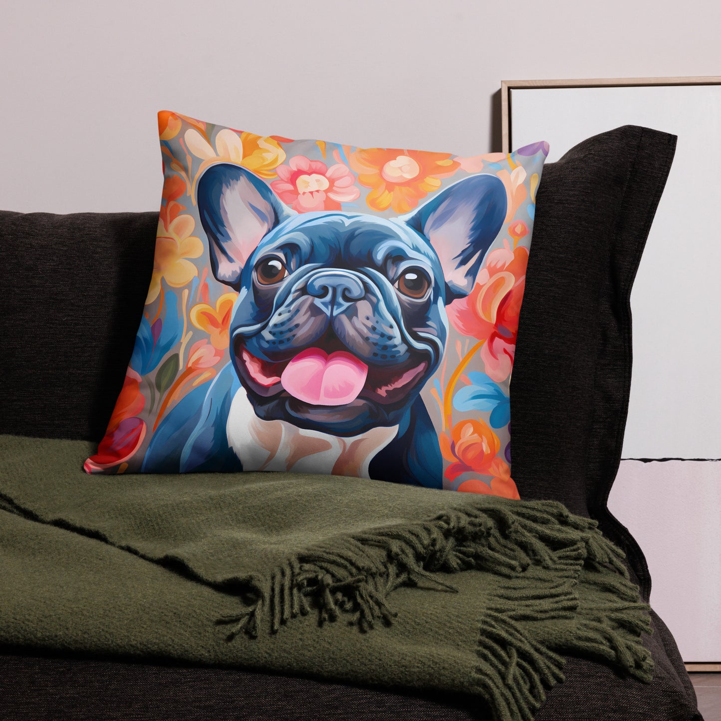 Flowers & Frenchies Pillow