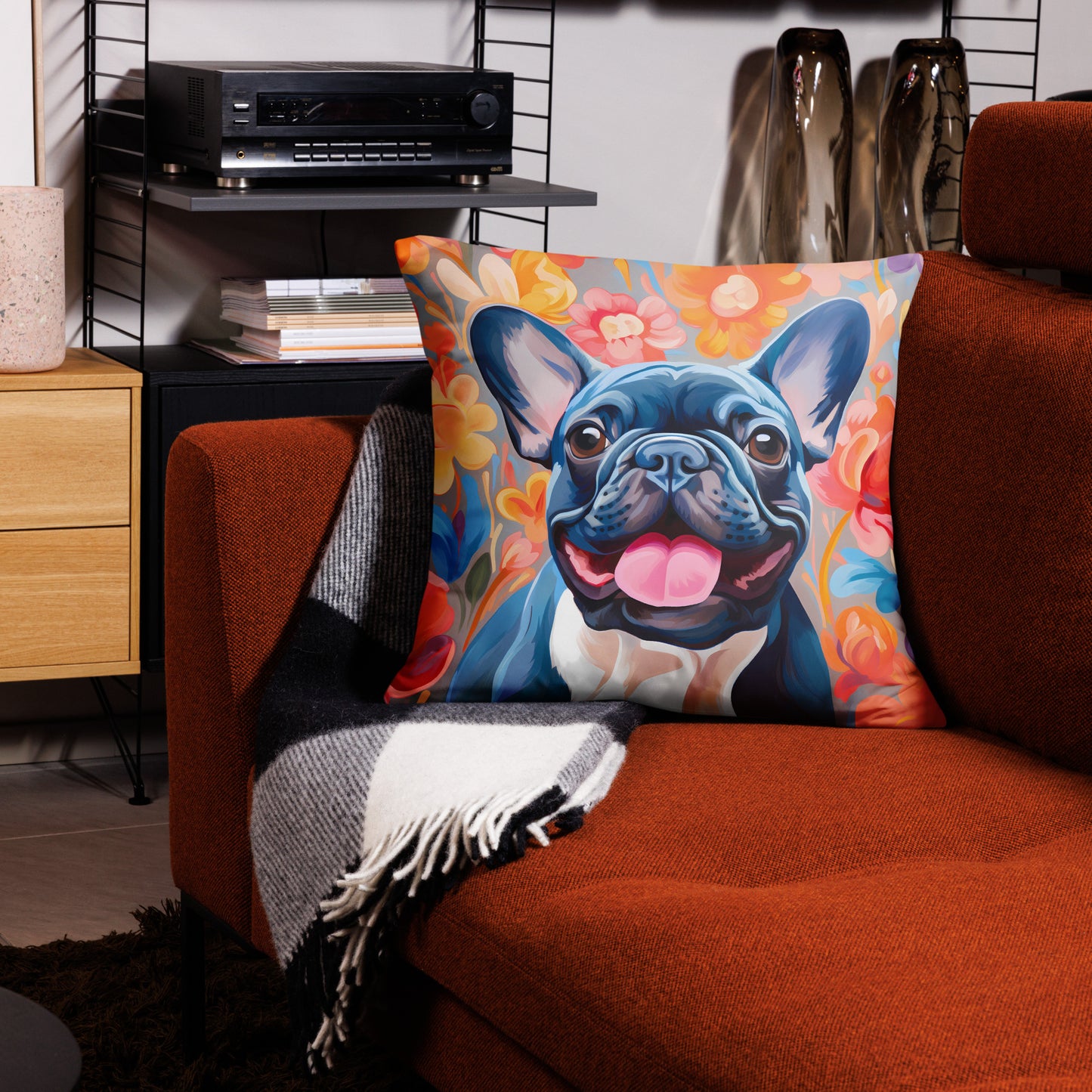 Flowers & Frenchies Pillow