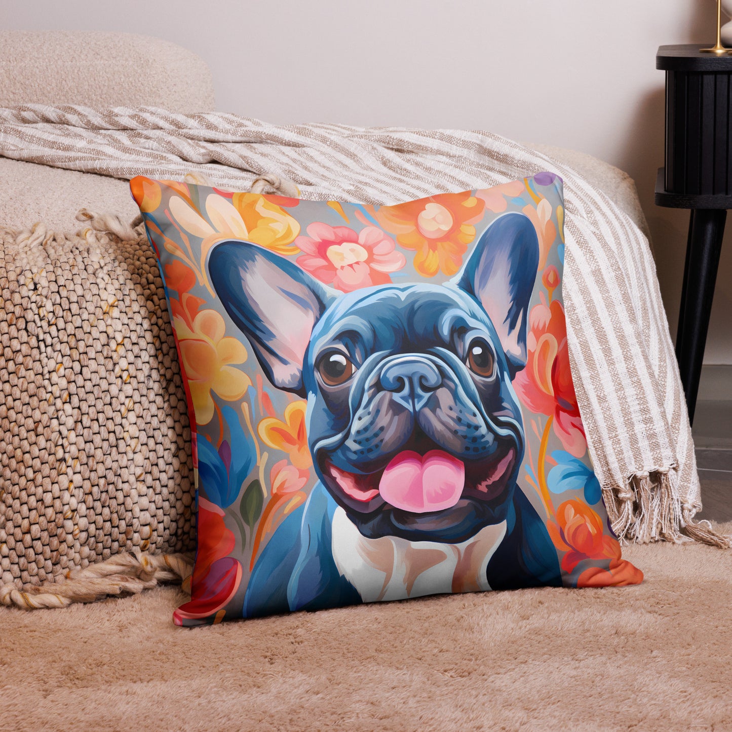 Flowers & Frenchies Pillow