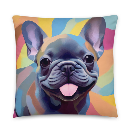 Bubble Blue Frenchie Pillow