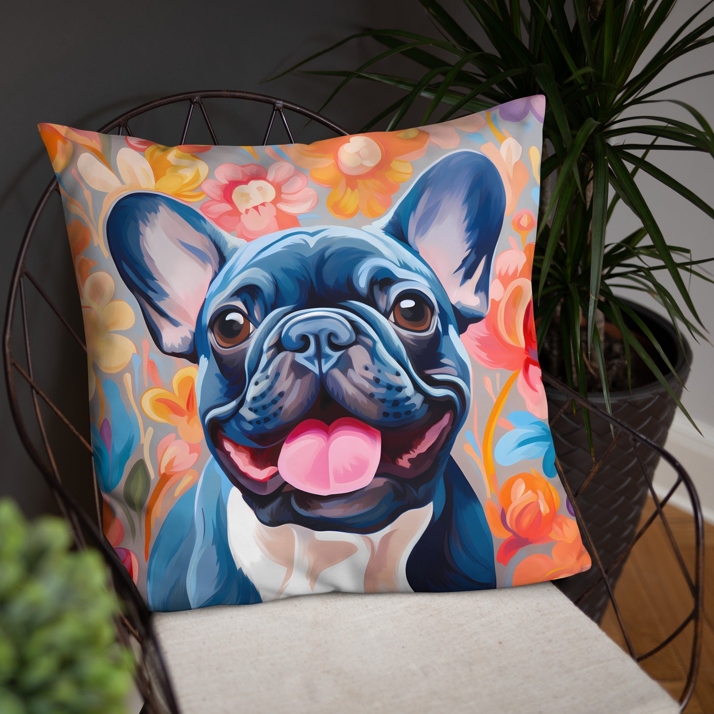 Flowers & Frenchies Pillow