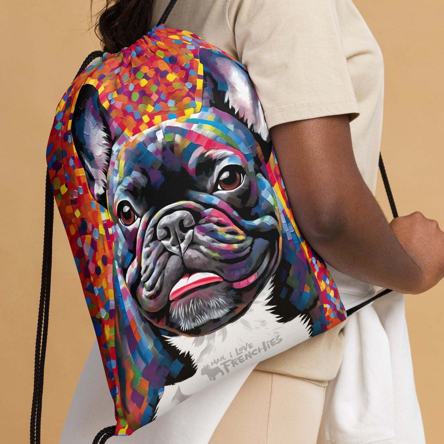 Red Brindle Drawstring Bag