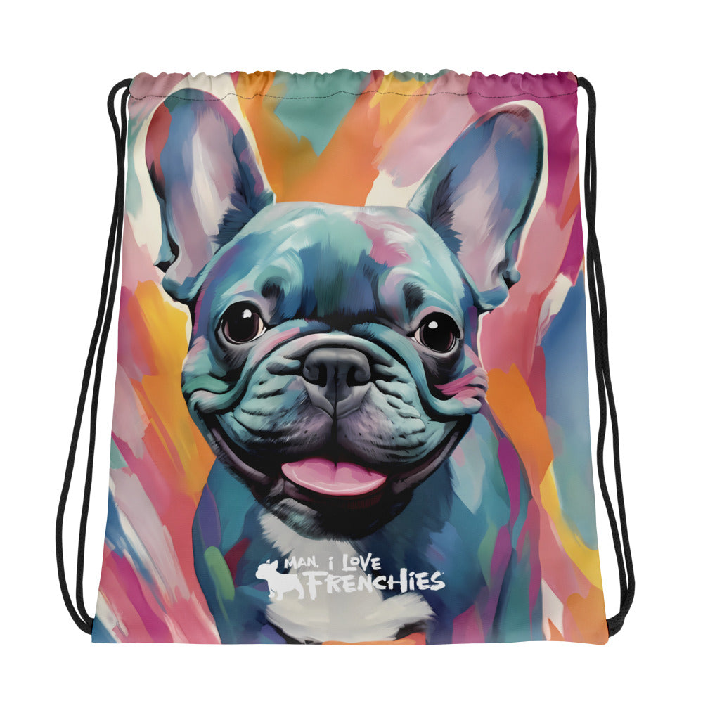 Watercolor Blue Drawstring Bag