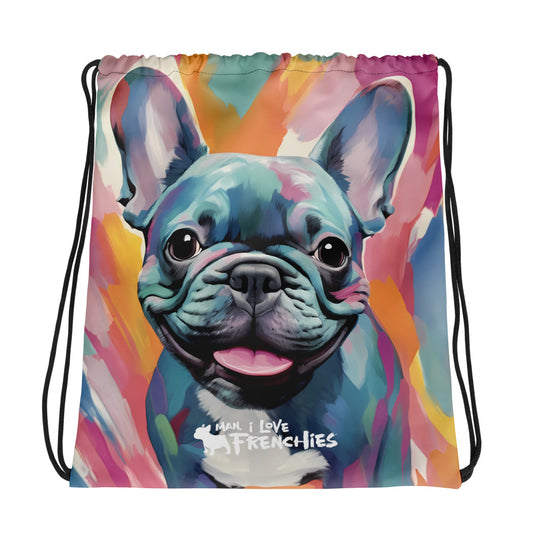 Watercolor Blue Drawstring Bag