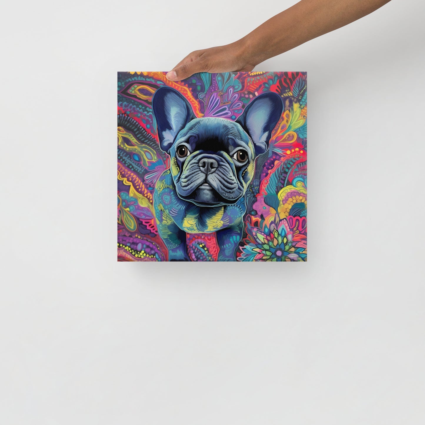 Floral Frenchie Fantasy Canvas Art
