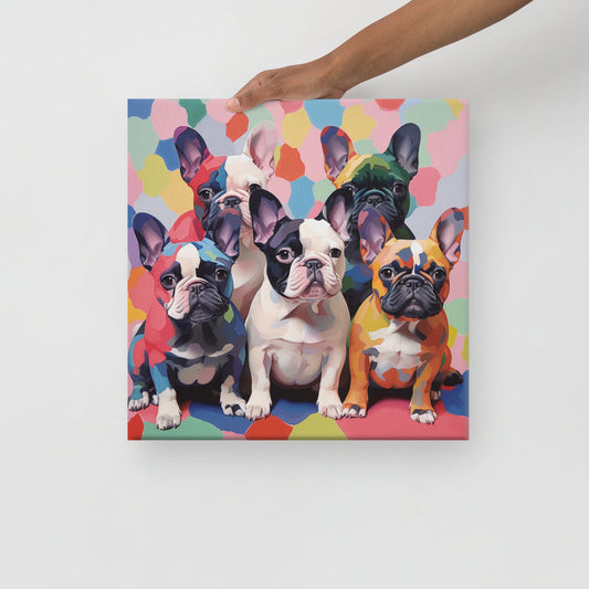 Five Frenchies Canvas Art
