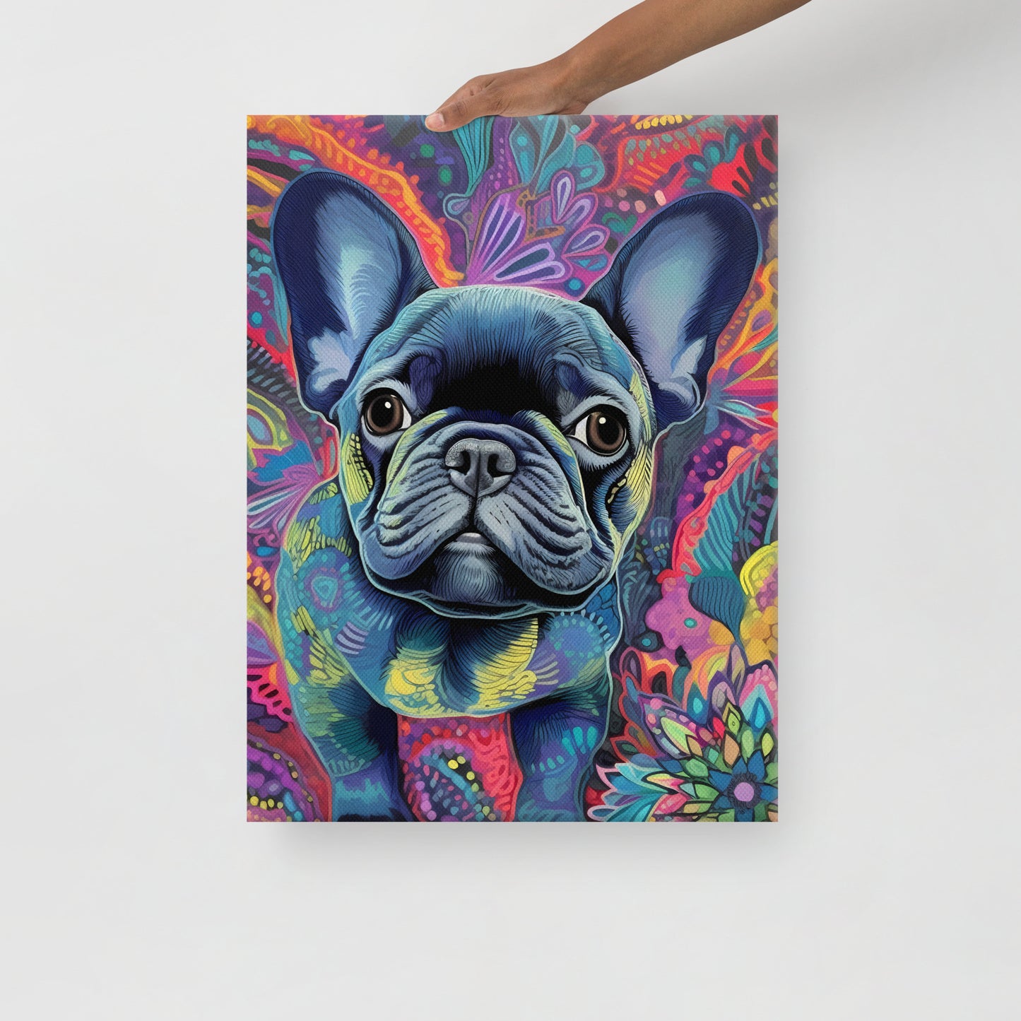 Floral Frenchie Fantasy Canvas Art