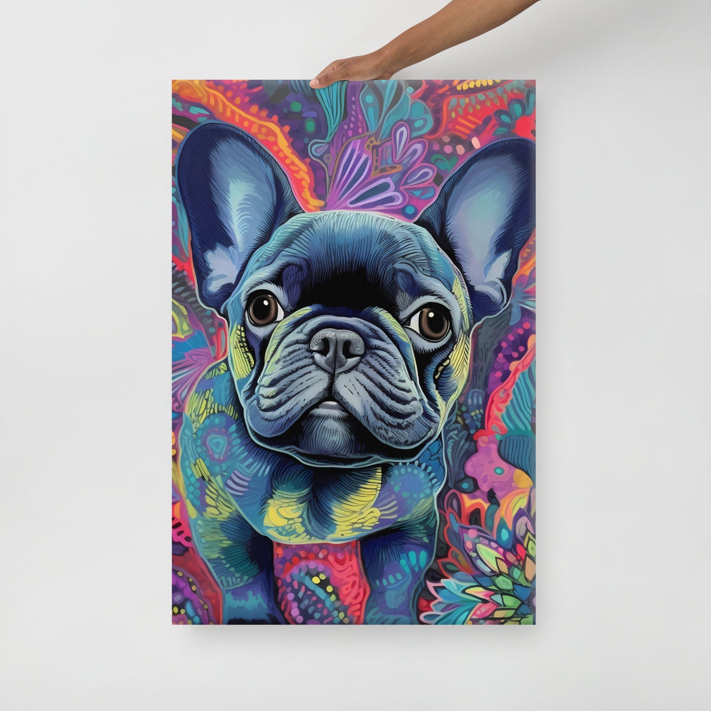 Floral Frenchie Fantasy Canvas Art