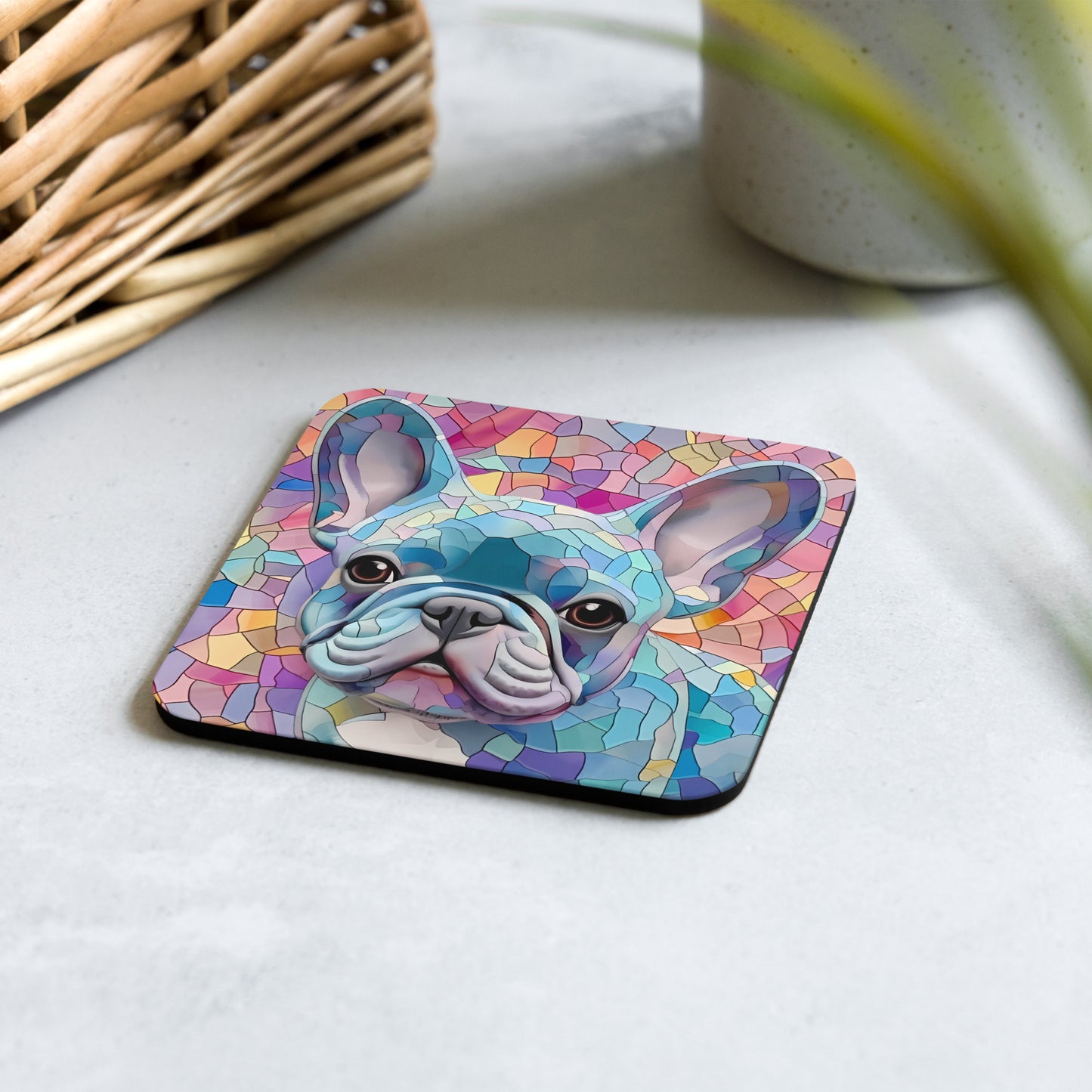 Blue Frenchie Mosaic Coaster