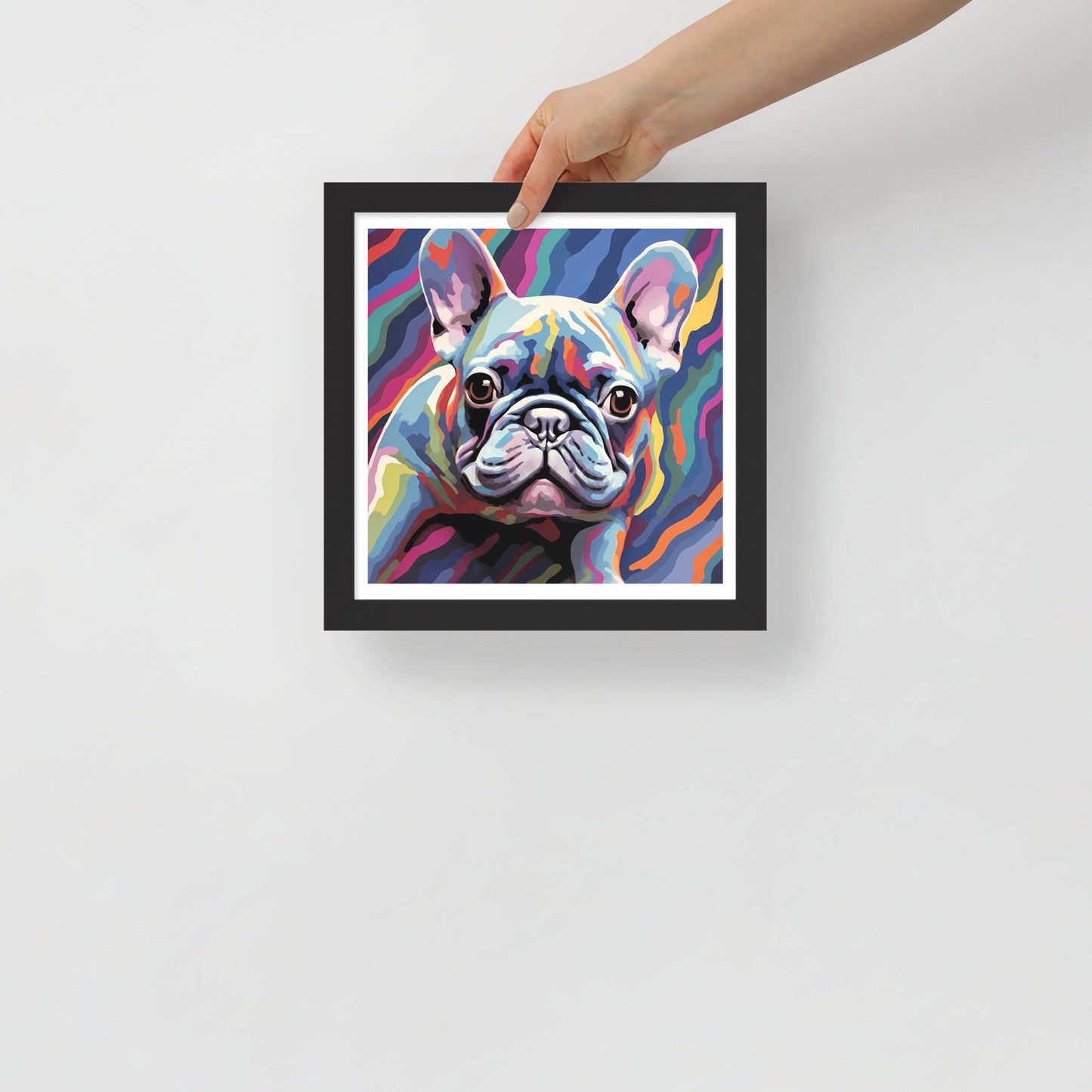 Frenchie in Colorflow Framed Poster
