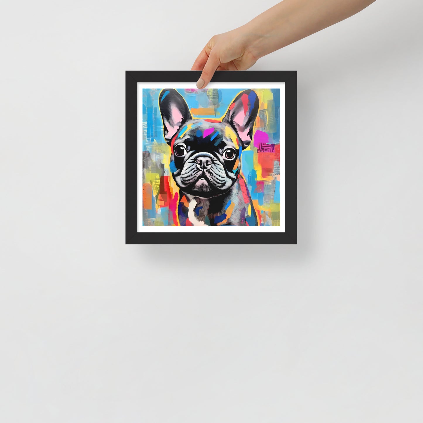 Poised Patchy Pup Framed Poster
