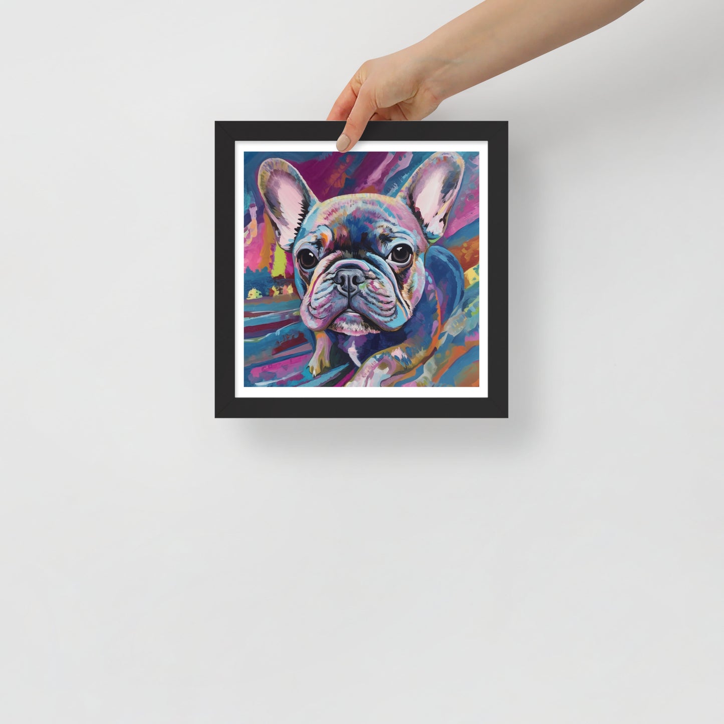 Pondering Purple Pup Framed Poster