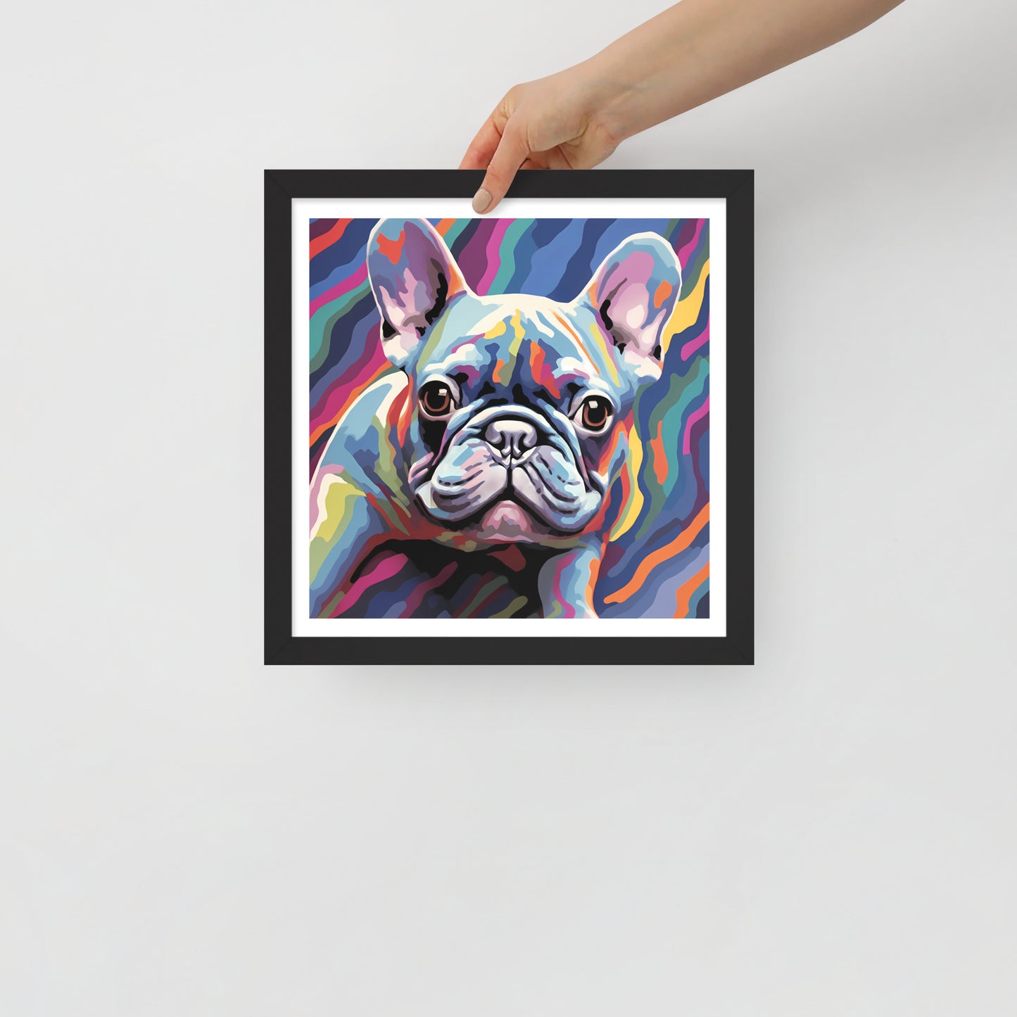 Frenchie in Colorflow Framed Poster