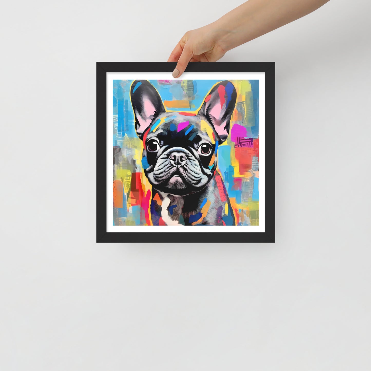 Poised Patchy Pup Framed Poster