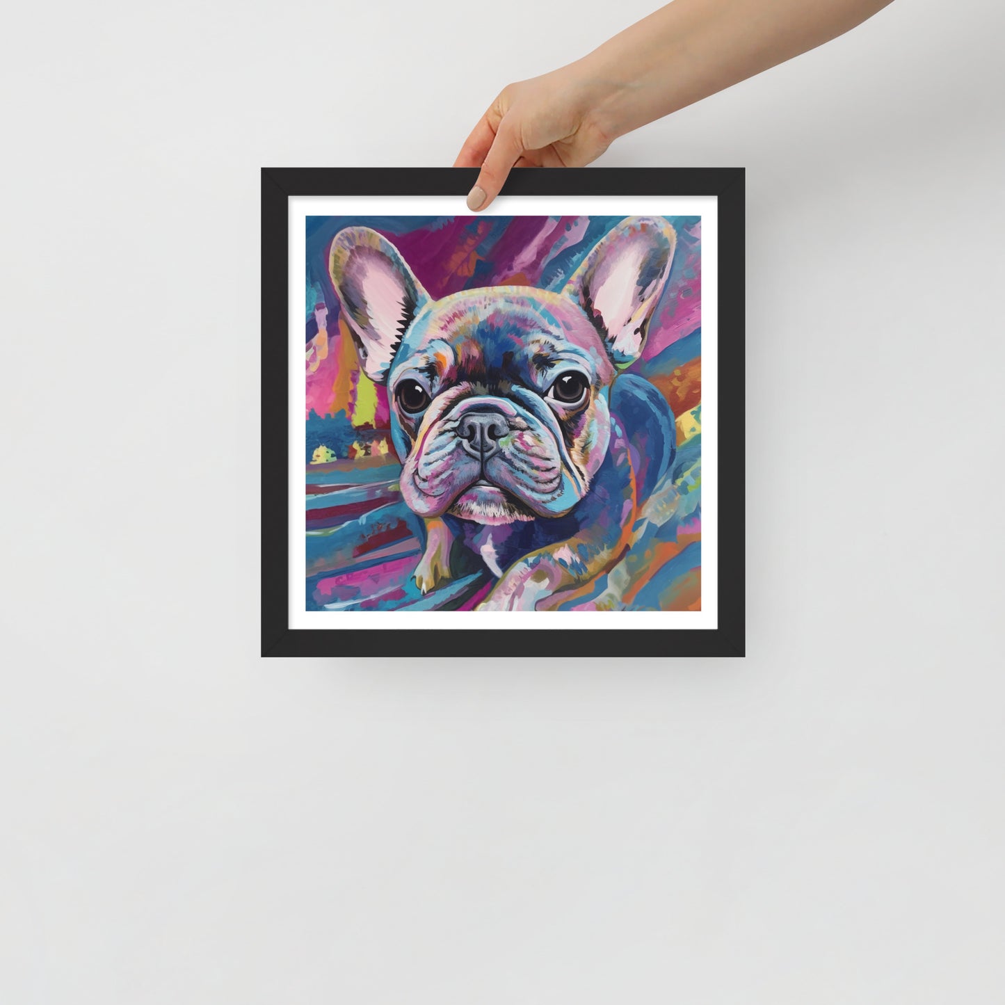 Pondering Purple Pup Framed Poster