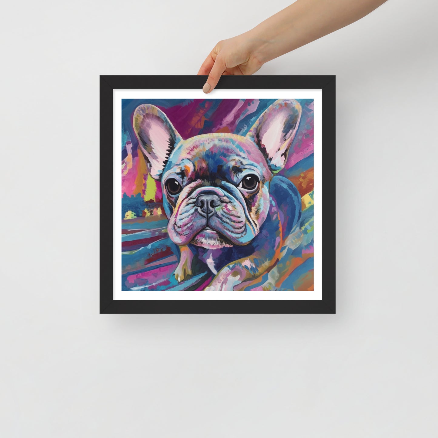 Pondering Purple Pup Framed Poster