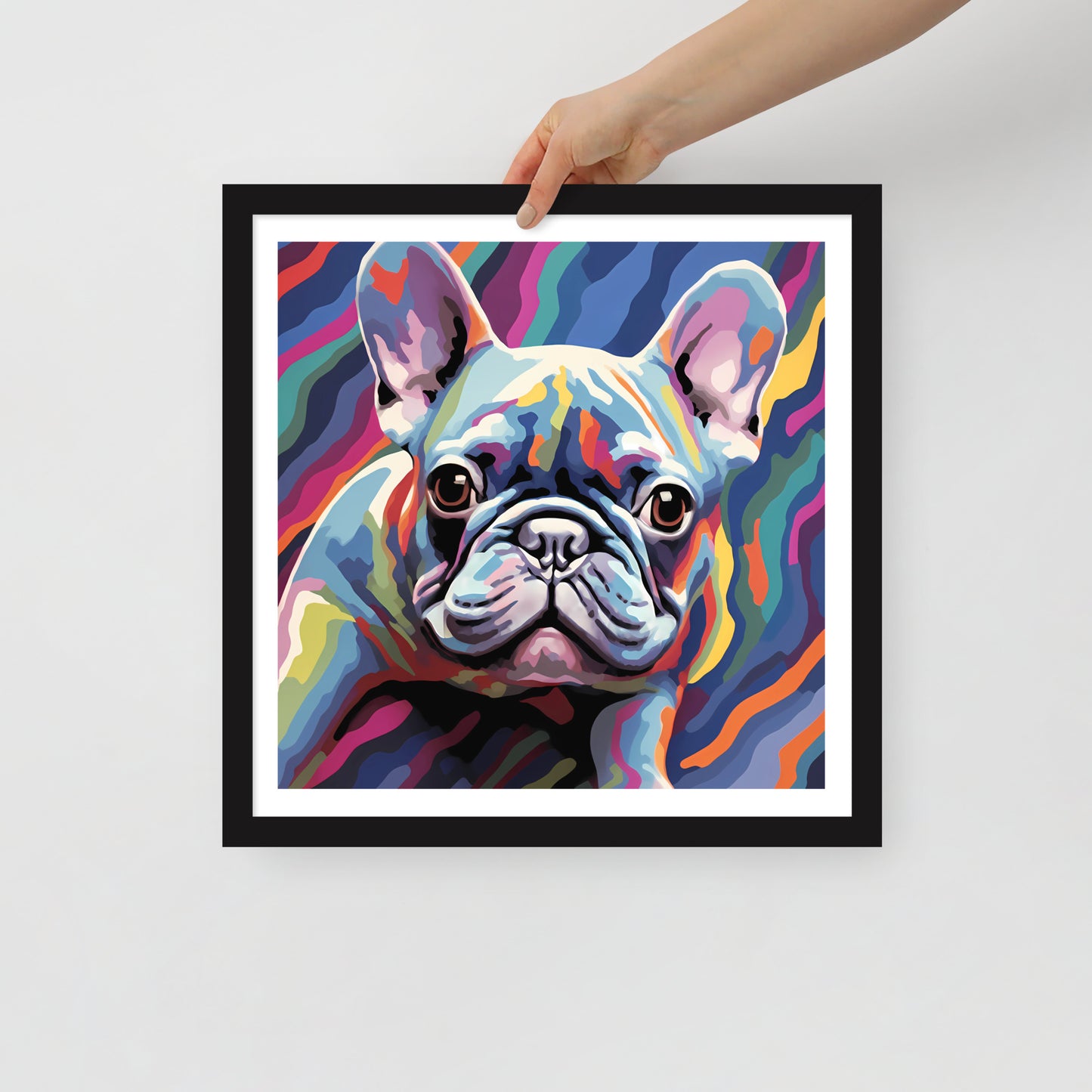 Frenchie in Colorflow Framed Poster