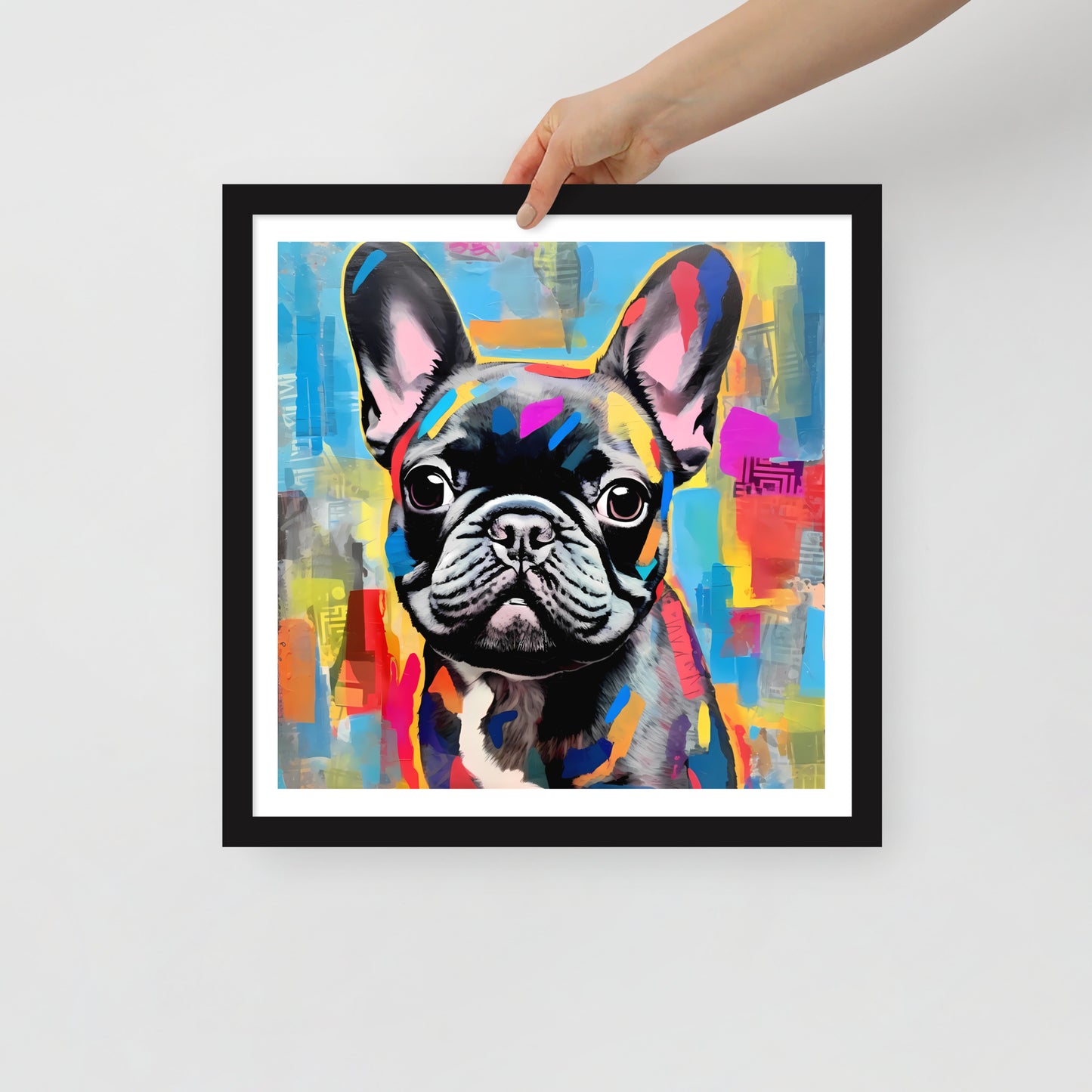 Poised Patchy Pup Framed Poster