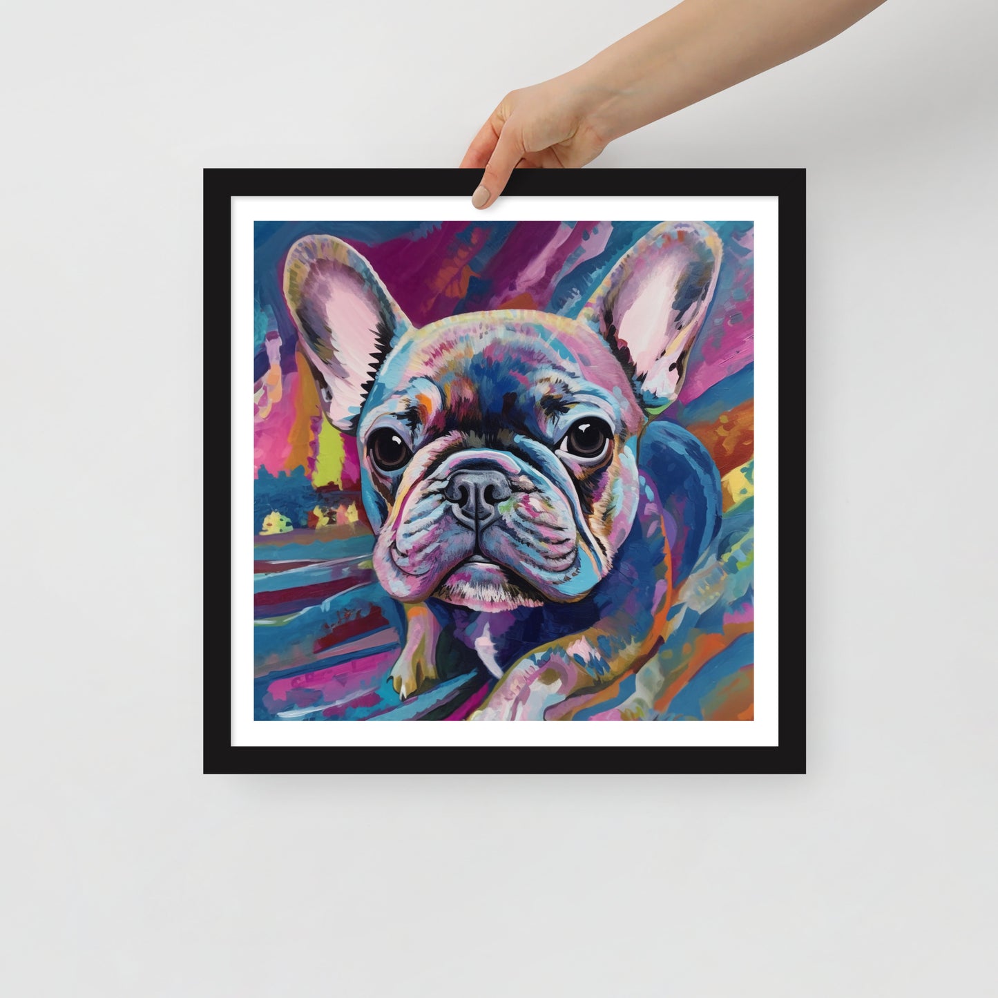 Pondering Purple Pup Framed Poster