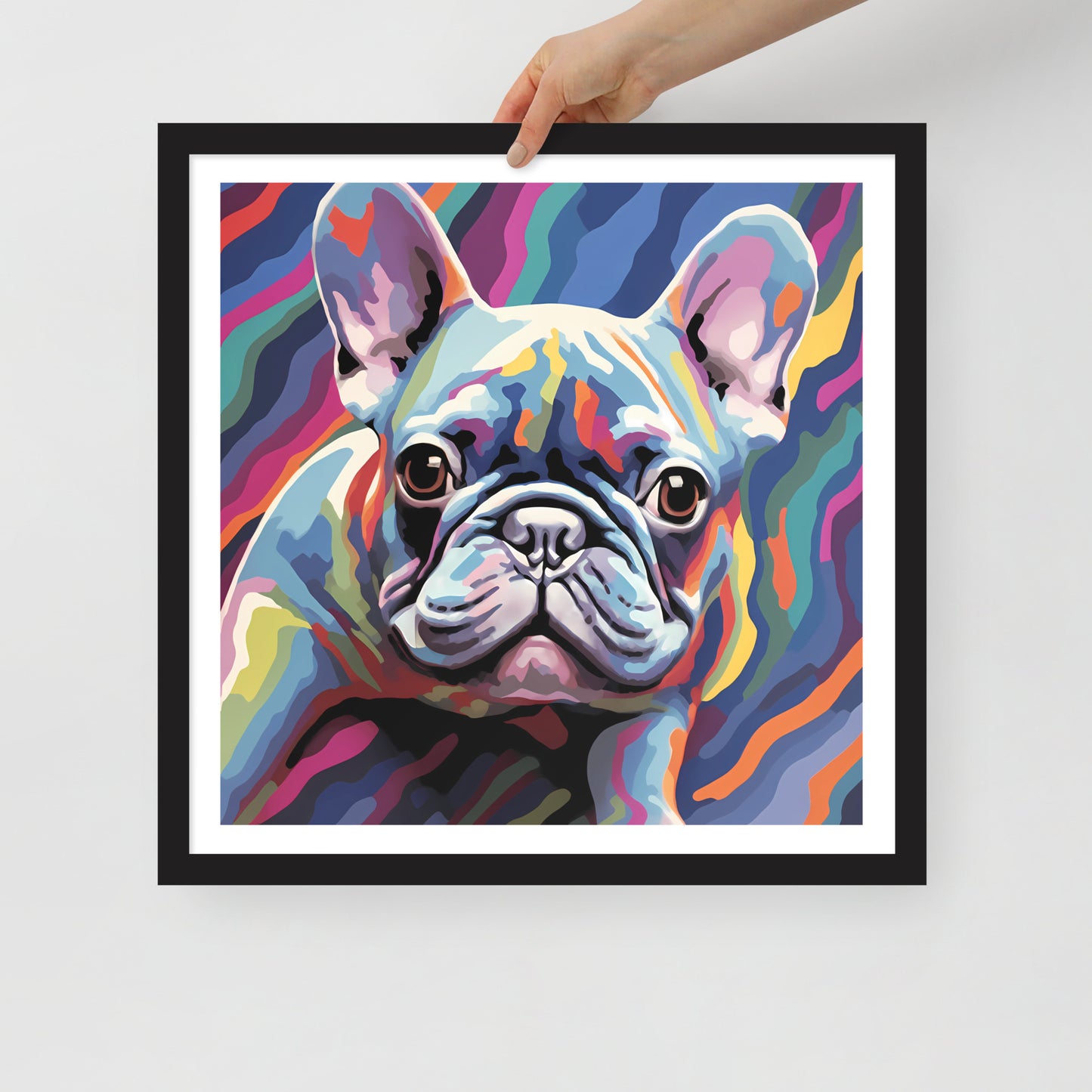 Frenchie in Colorflow Framed Poster