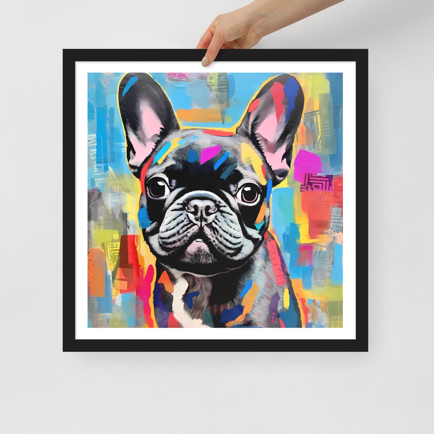 Poised Patchy Pup Framed Poster