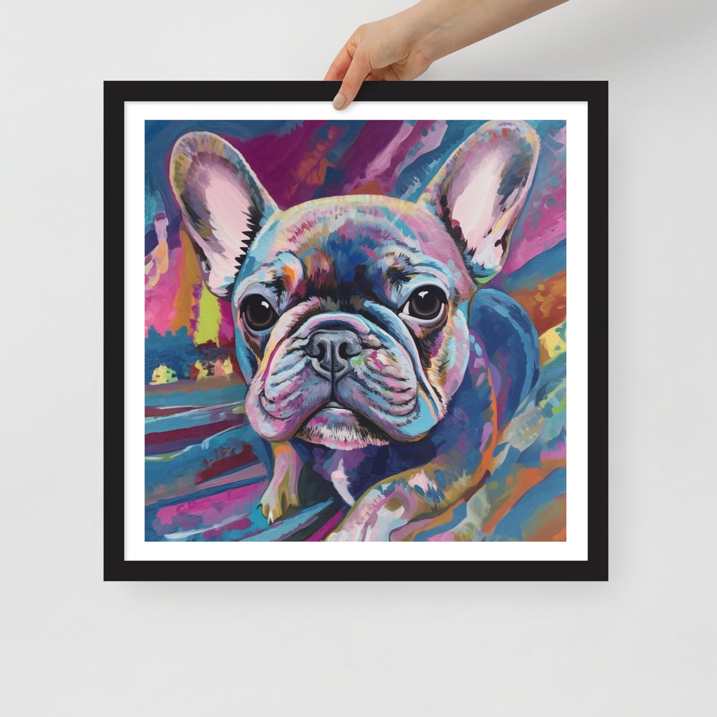 Pondering Purple Pup Framed Poster