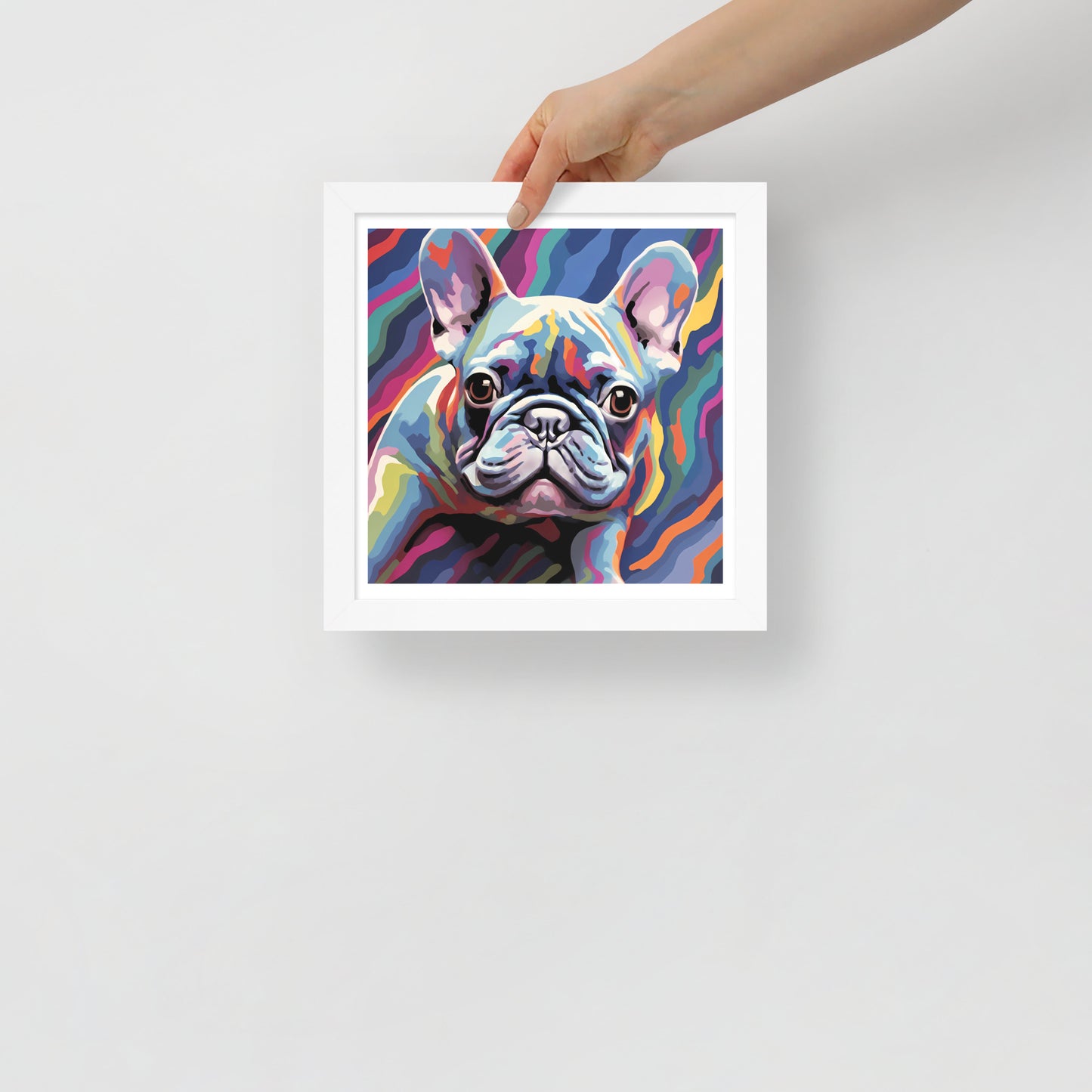 Frenchie in Colorflow Framed Poster
