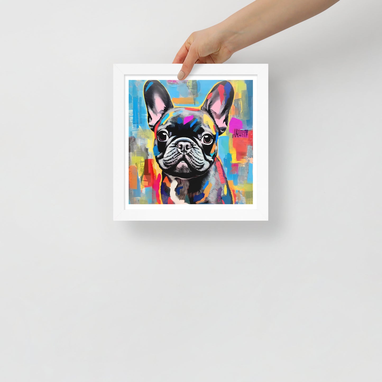 Poised Patchy Pup Framed Poster