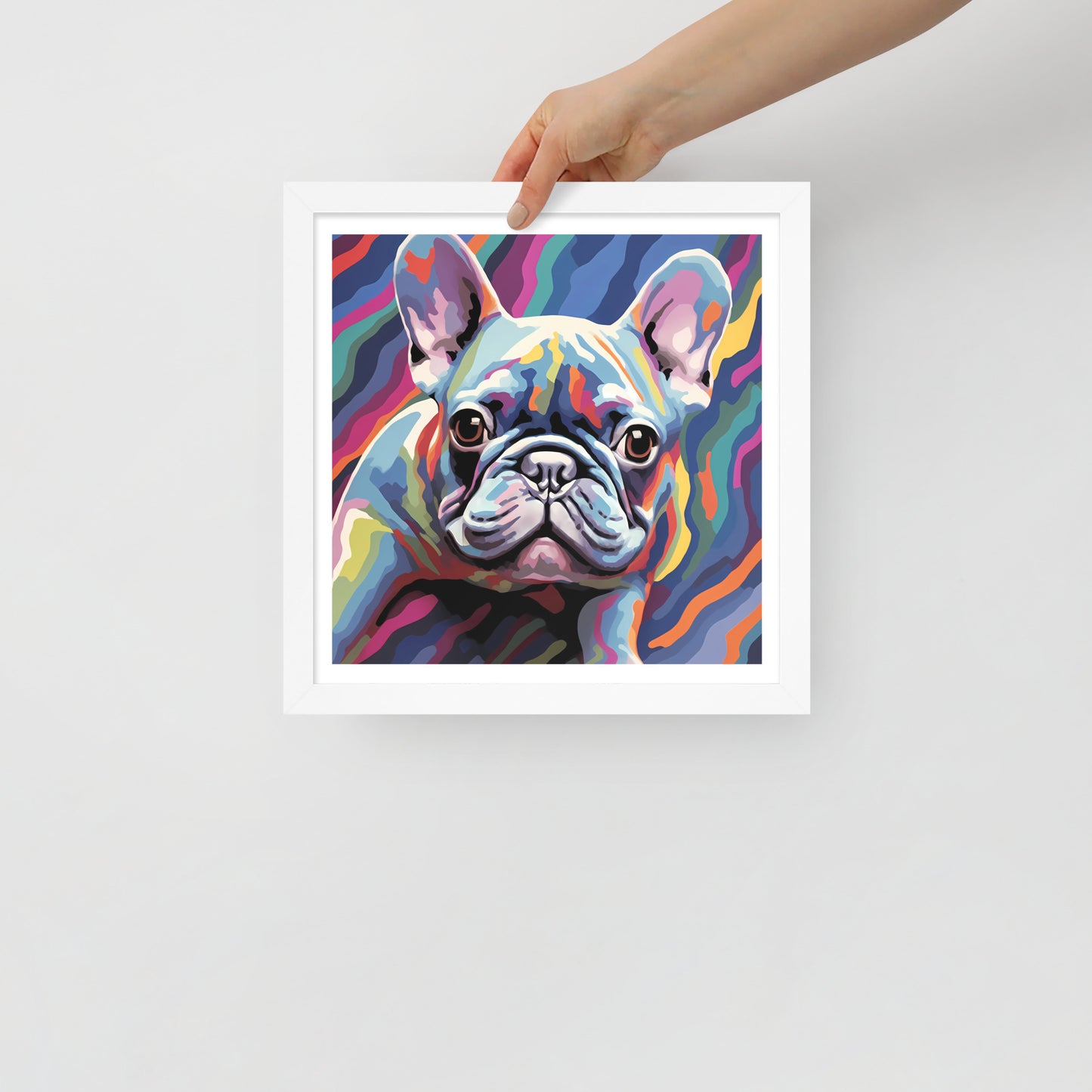 Frenchie in Colorflow Framed Poster
