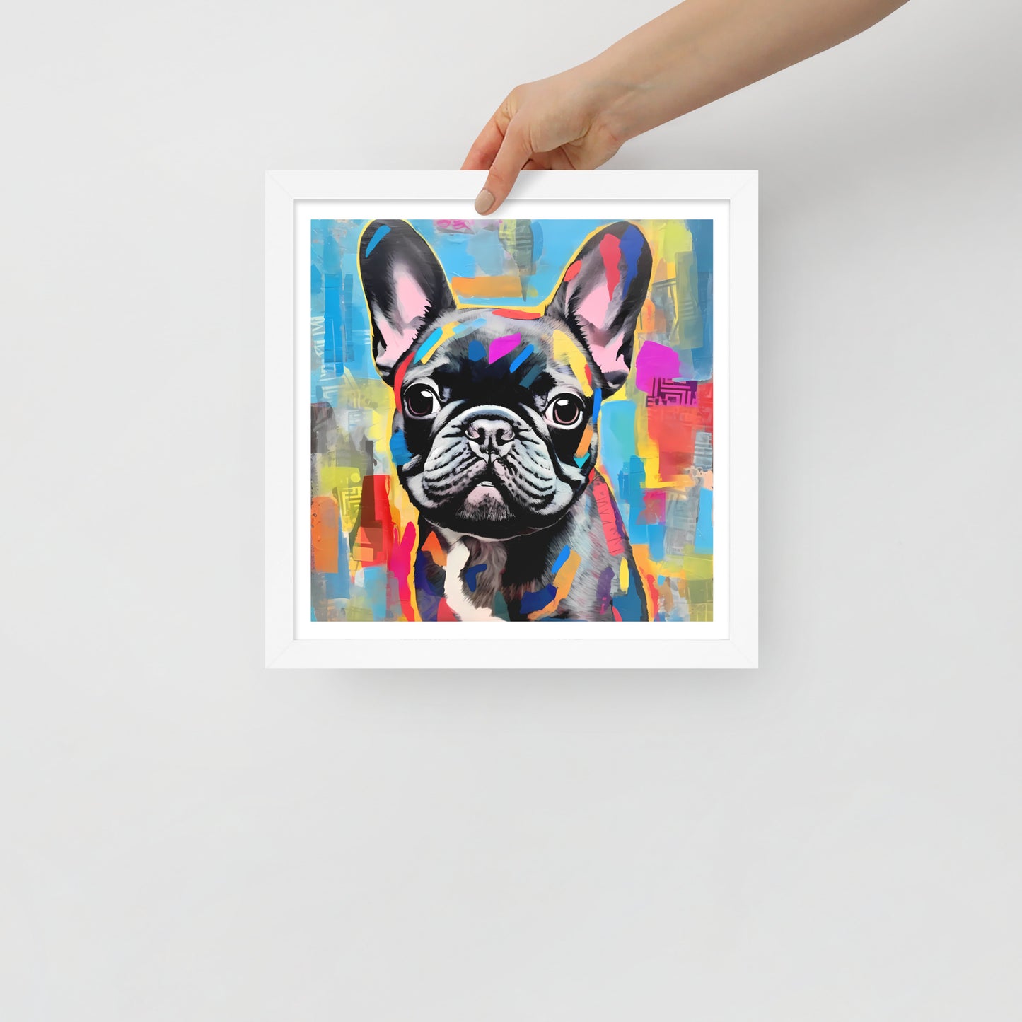 Poised Patchy Pup Framed Poster