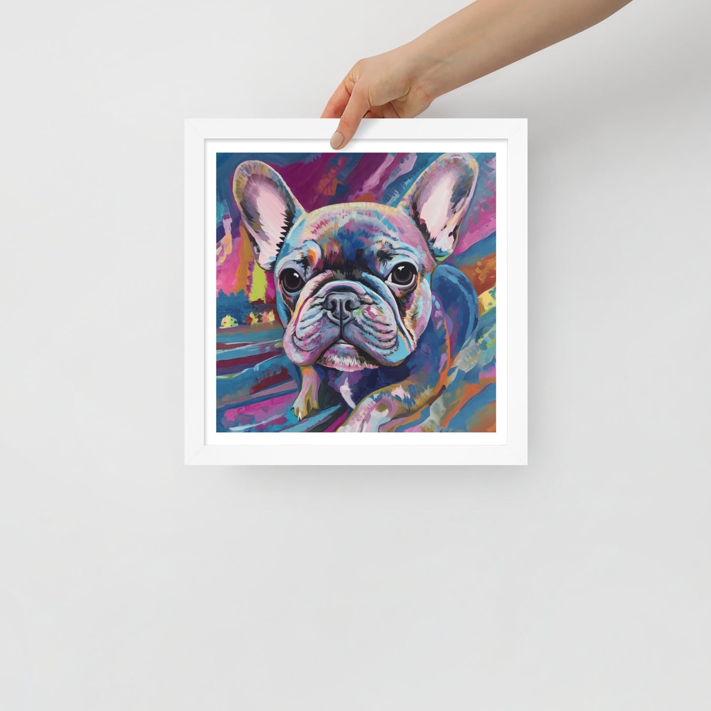 Pondering Purple Pup Framed Poster