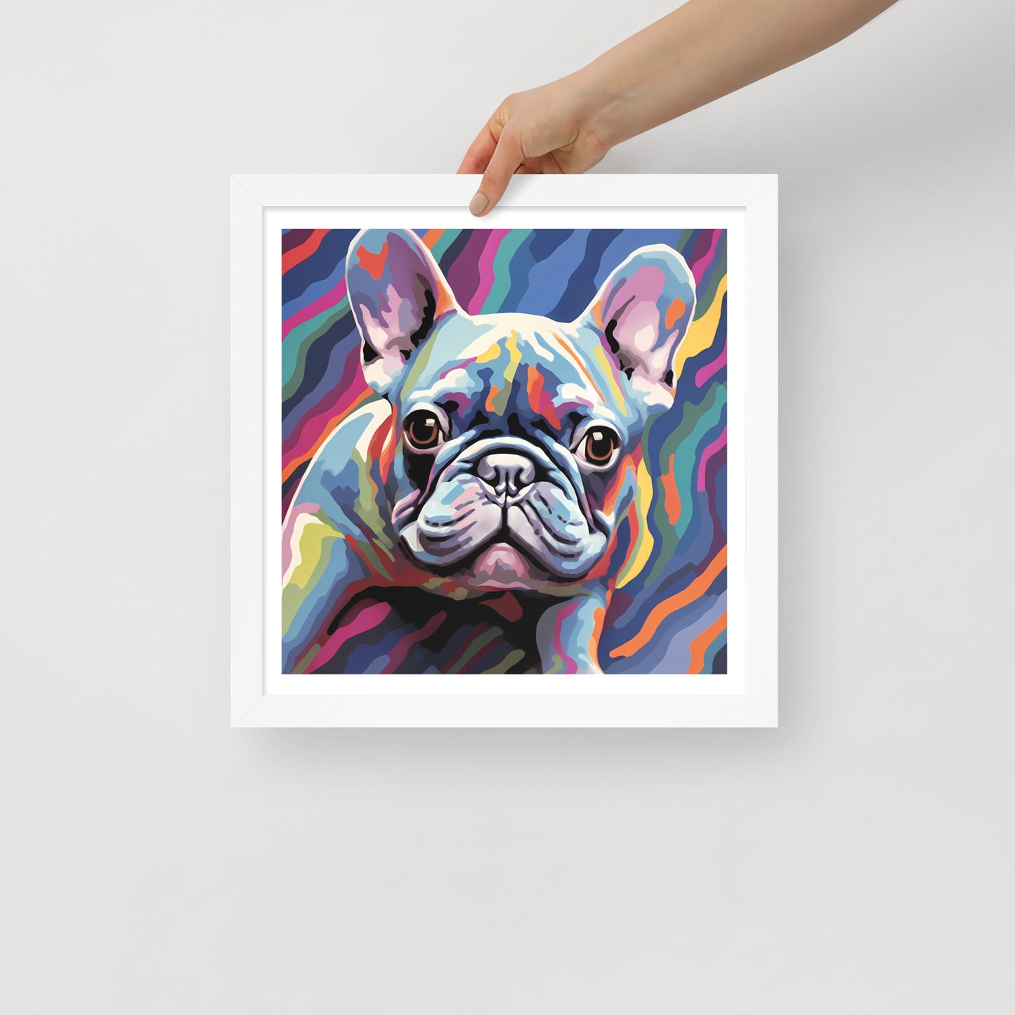 Frenchie in Colorflow Framed Poster