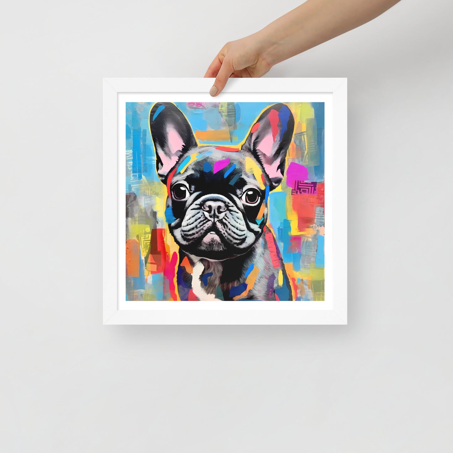Poised Patchy Pup Framed Poster