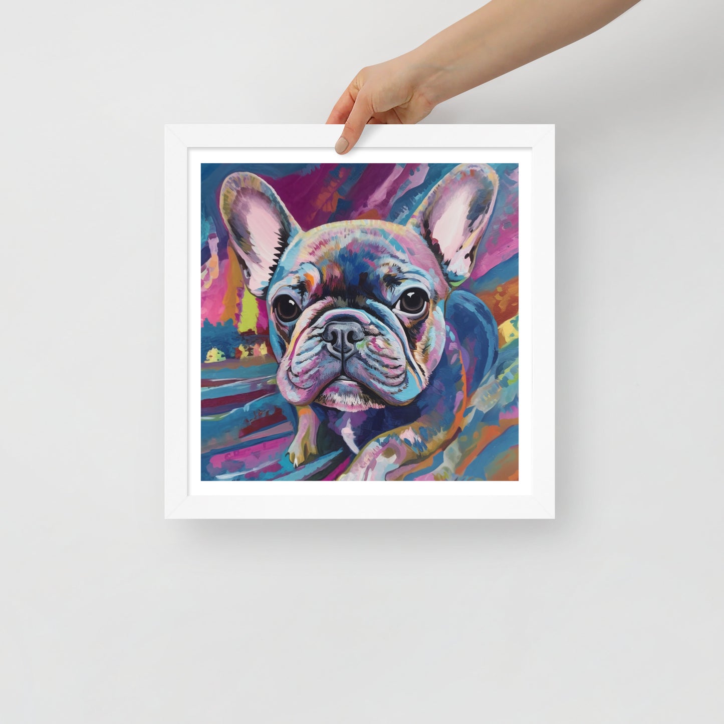 Pondering Purple Pup Framed Poster