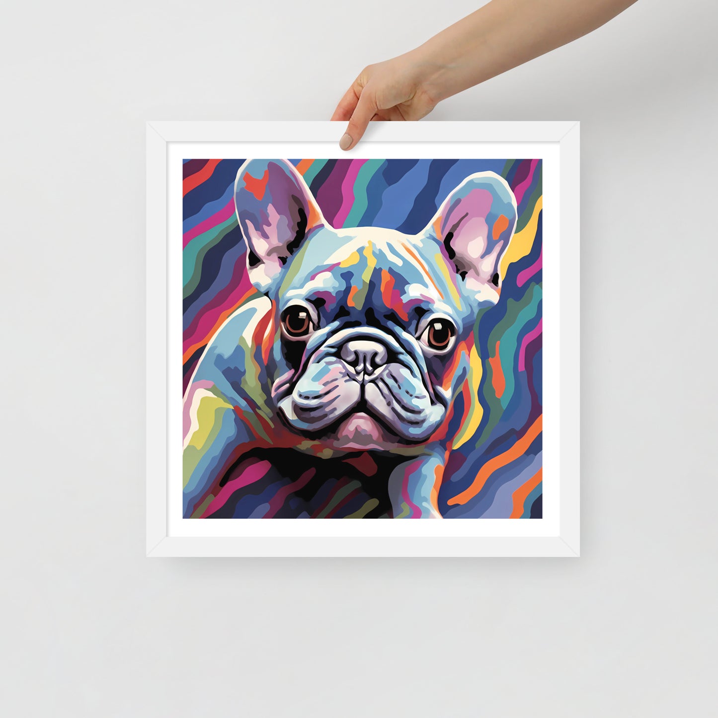 Frenchie in Colorflow Framed Poster