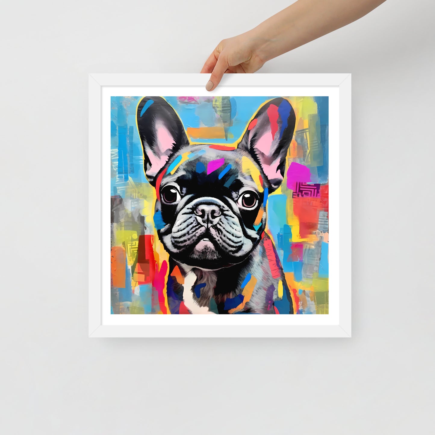 Poised Patchy Pup Framed Poster