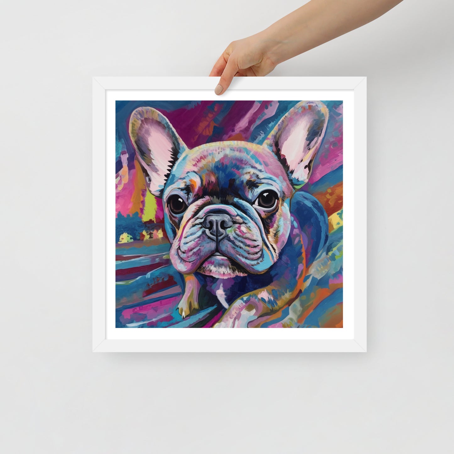 Pondering Purple Pup Framed Poster