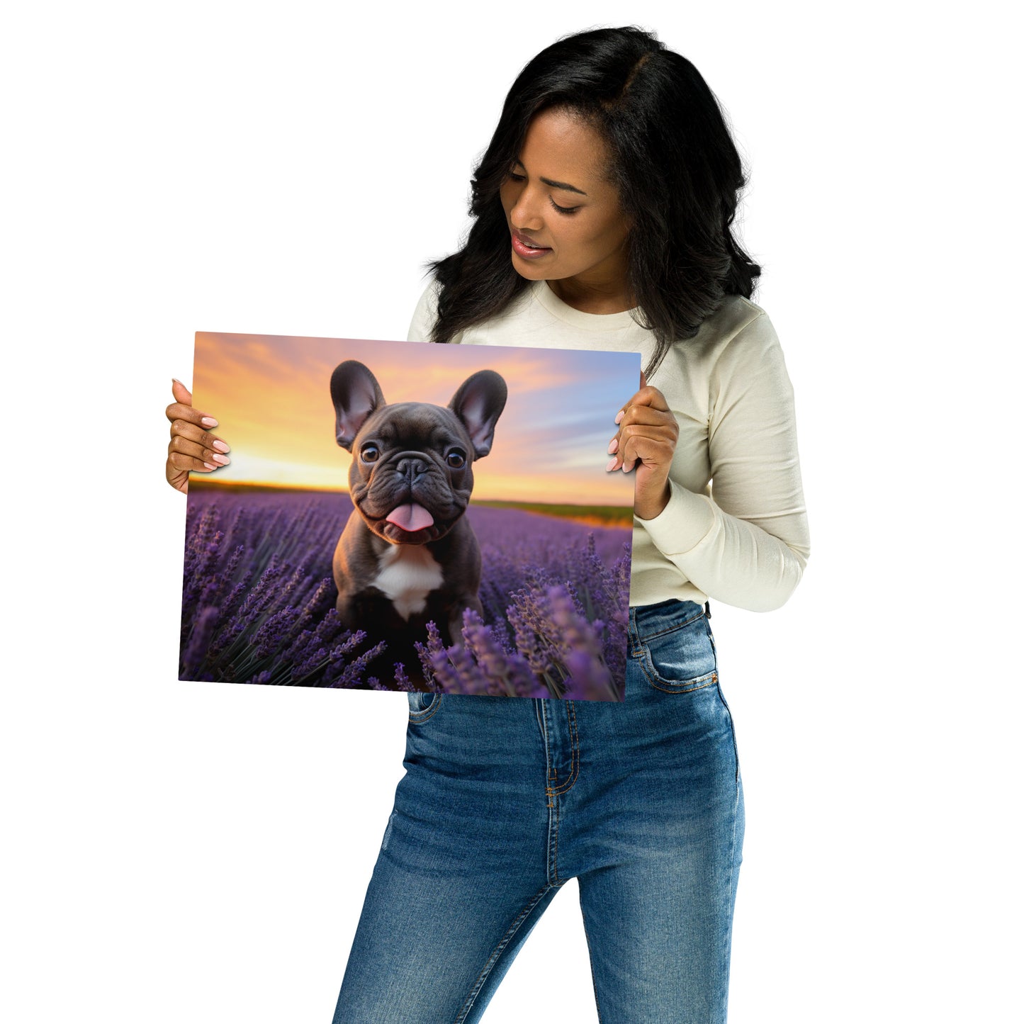 Frenchie's Floral Fantasy - Metal Print