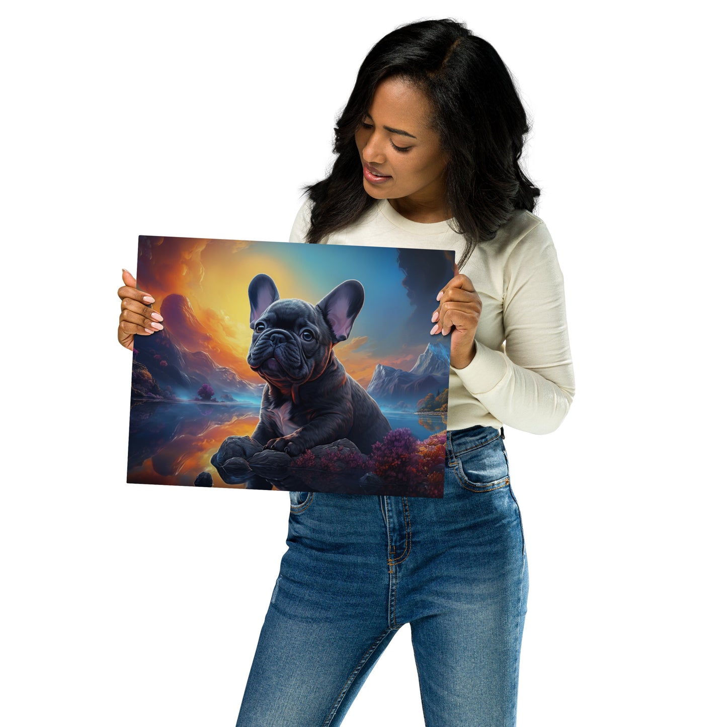 Pondering Frenchie - Metal Print