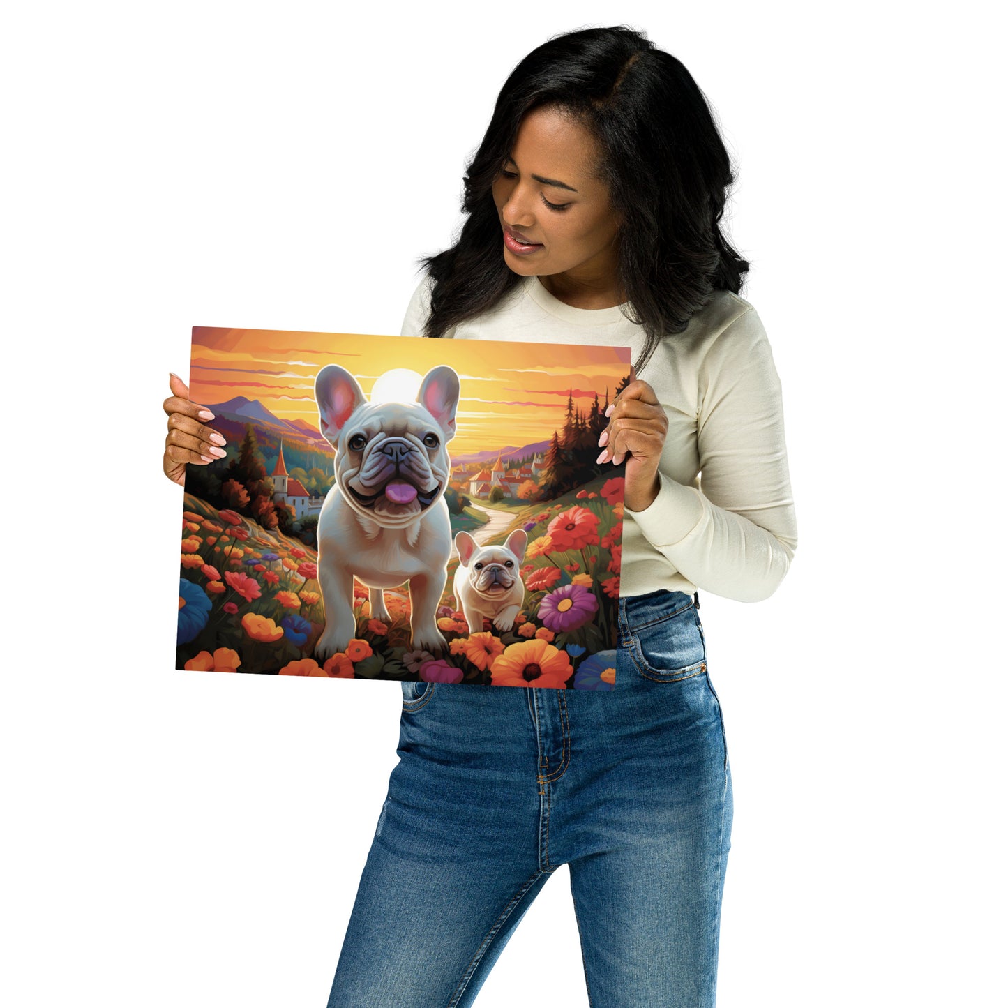 Frenchies on the Hill Metal Print