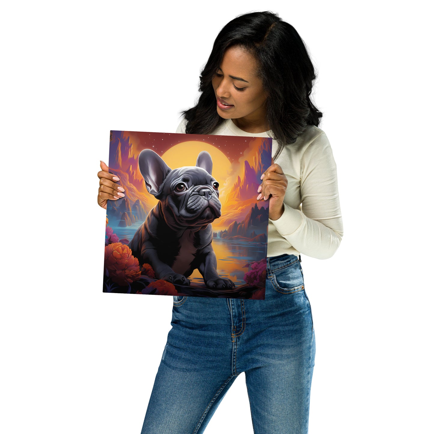 Rising Sun Frenchie - Metal Print