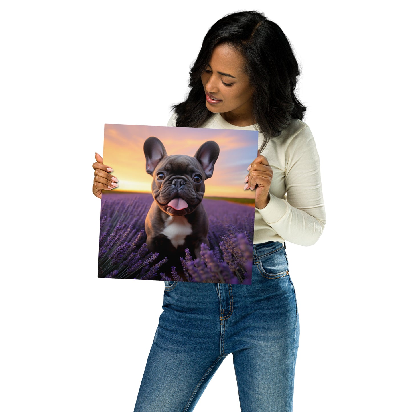 Frenchie's Floral Fantasy - Metal Print