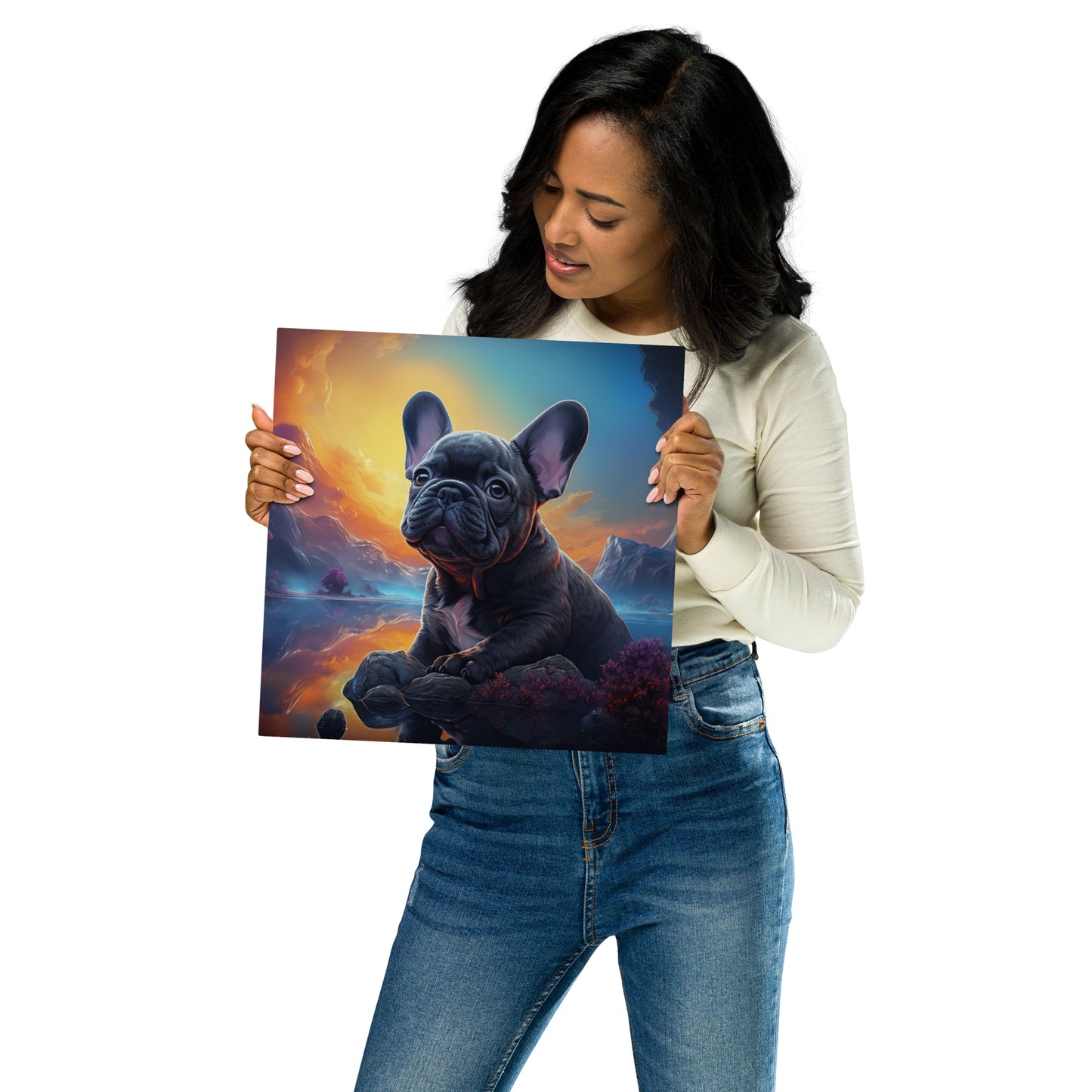 Pondering Frenchie - Metal Print