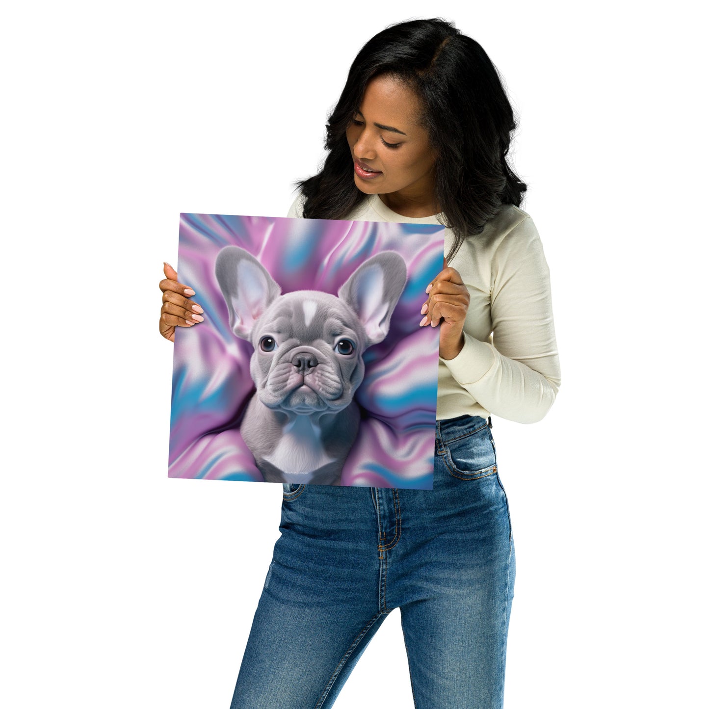 Bubble Gum Frenchie Metal Print