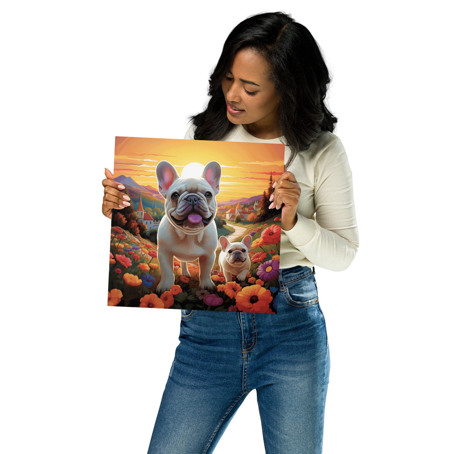 Frenchies on the Hill Metal Print
