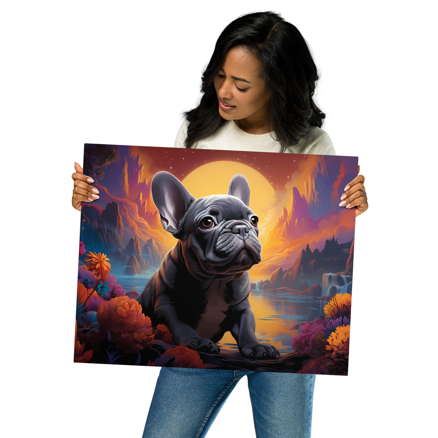 Rising Sun Frenchie - Metal Print