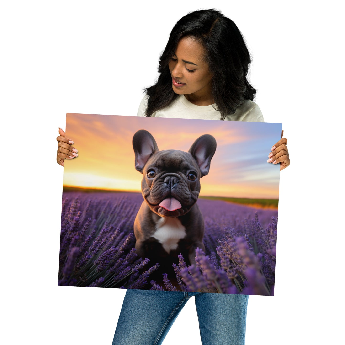 Frenchie's Floral Fantasy - Metal Print