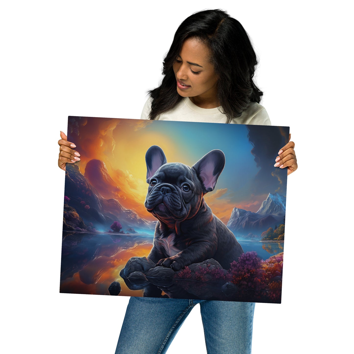 Pondering Frenchie - Metal Print