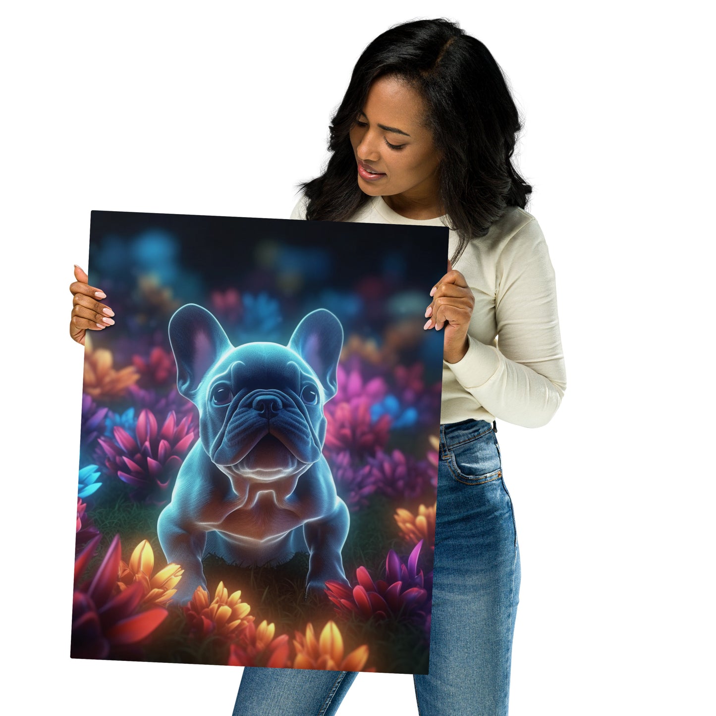 Neon Frenchie Metal Print